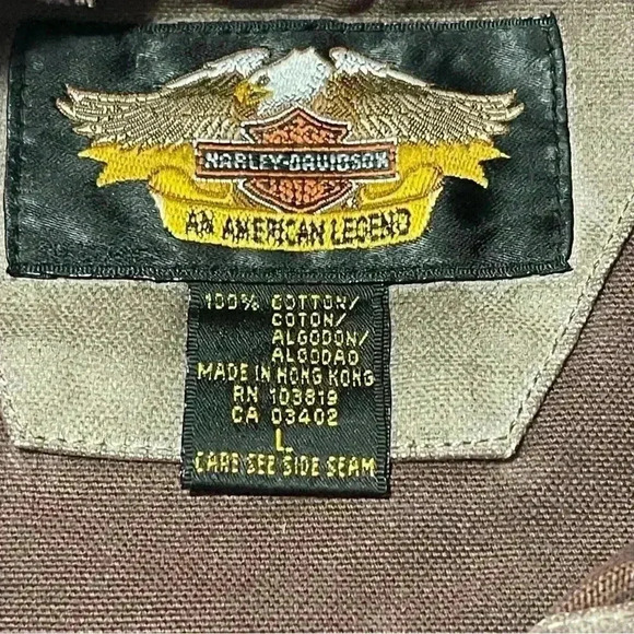 Mens HD LS button up shirt heavy denim type material brown 100% cotton Sz L - Picture 7 of 9